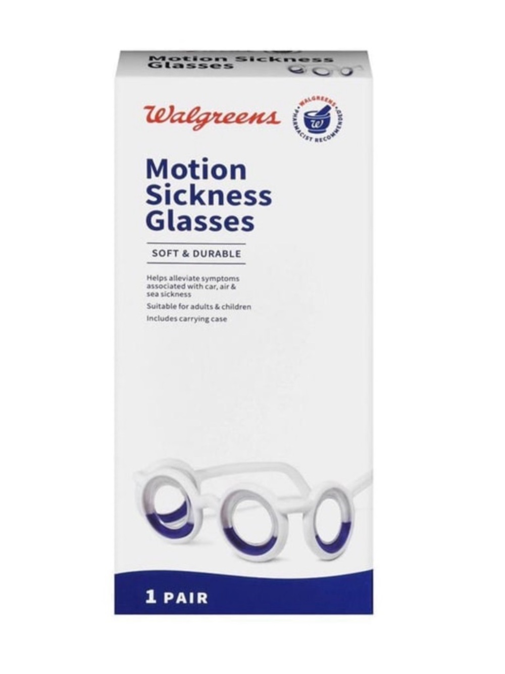 New! Walgreens Motion Sickness Glasses - White & Blue
